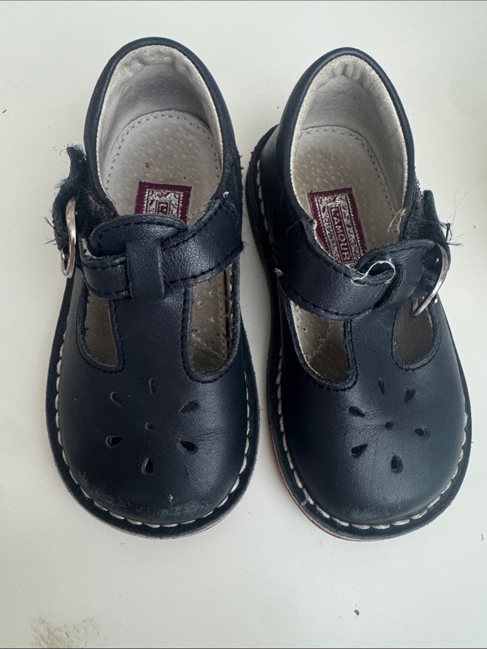 L'Amour Black Kids T-Strap Mary Jane Shoes